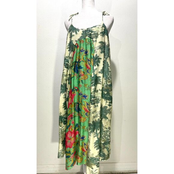 Maeve anthropologie Santee Palm dress silk blend boho babydoll multi pnt women L - Picture 4 of 8
